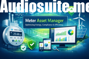 Illustration showing smart meters, IoT data streams, cloud analytics, and AI monitoring for modern energy management