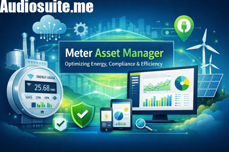 Illustration showing smart meters, IoT data streams, cloud analytics, and AI monitoring for modern energy management